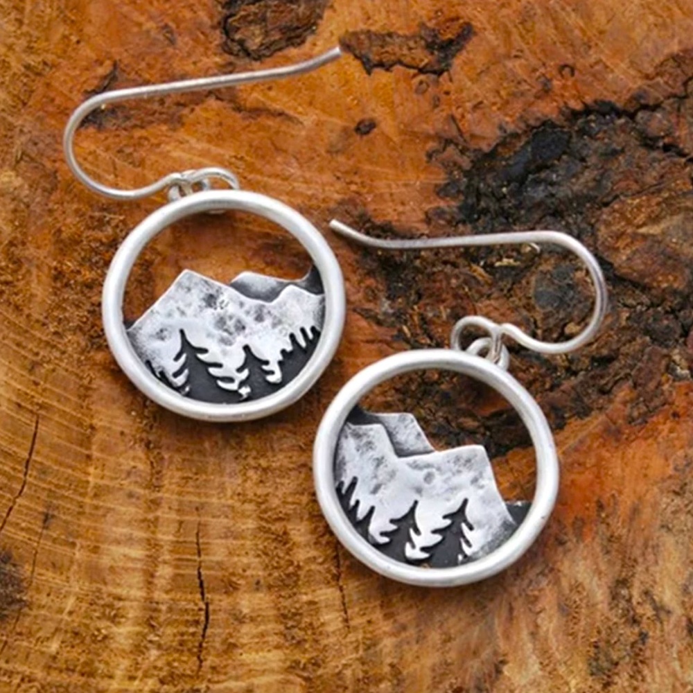 1 LEFT 🏔 BOHO Mythical Nature Mountain Retro Earrings - Picture 5 of 7